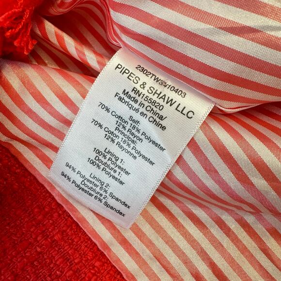 Veronica Beard Nayeli Fringe Dickey Jacket Long Line Watermelon Size 2 - Picture 13 of 16